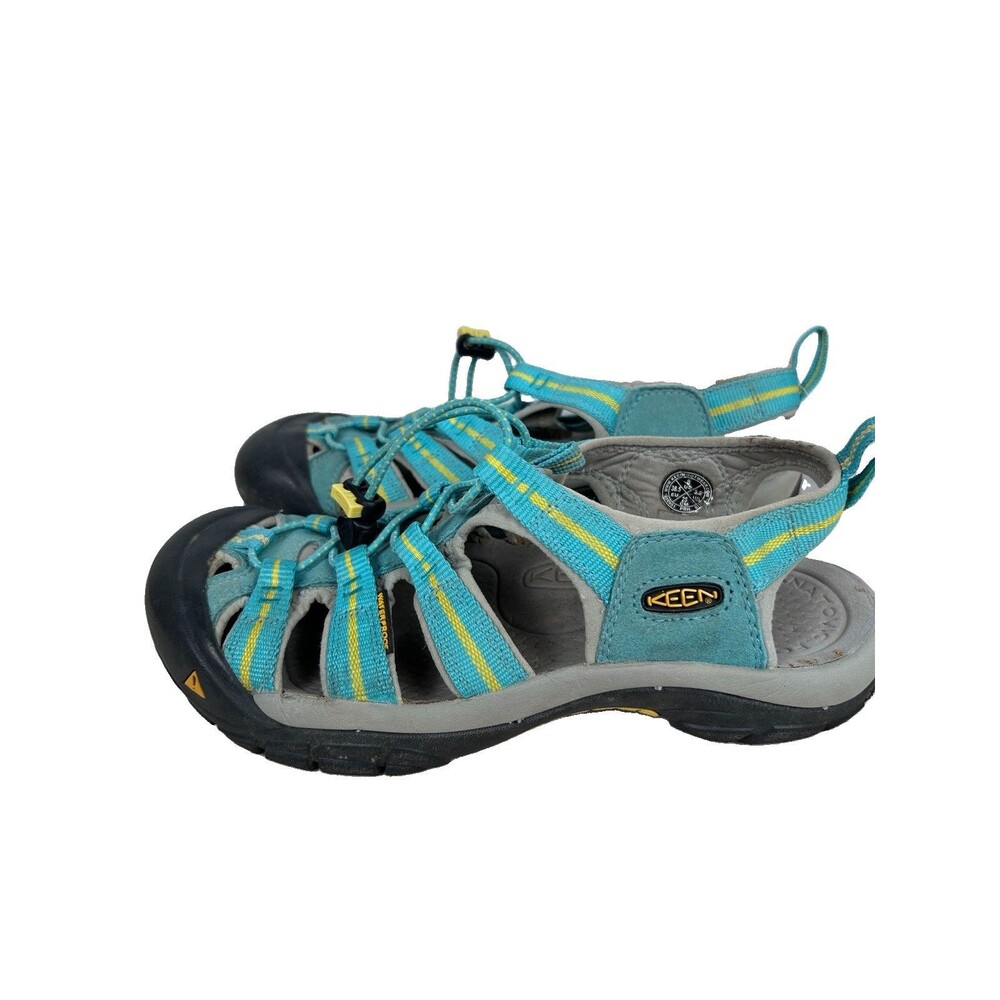 Keen Newport H2 sports outdoors hiking turquoise/yellow pull-on sandals Sz 8